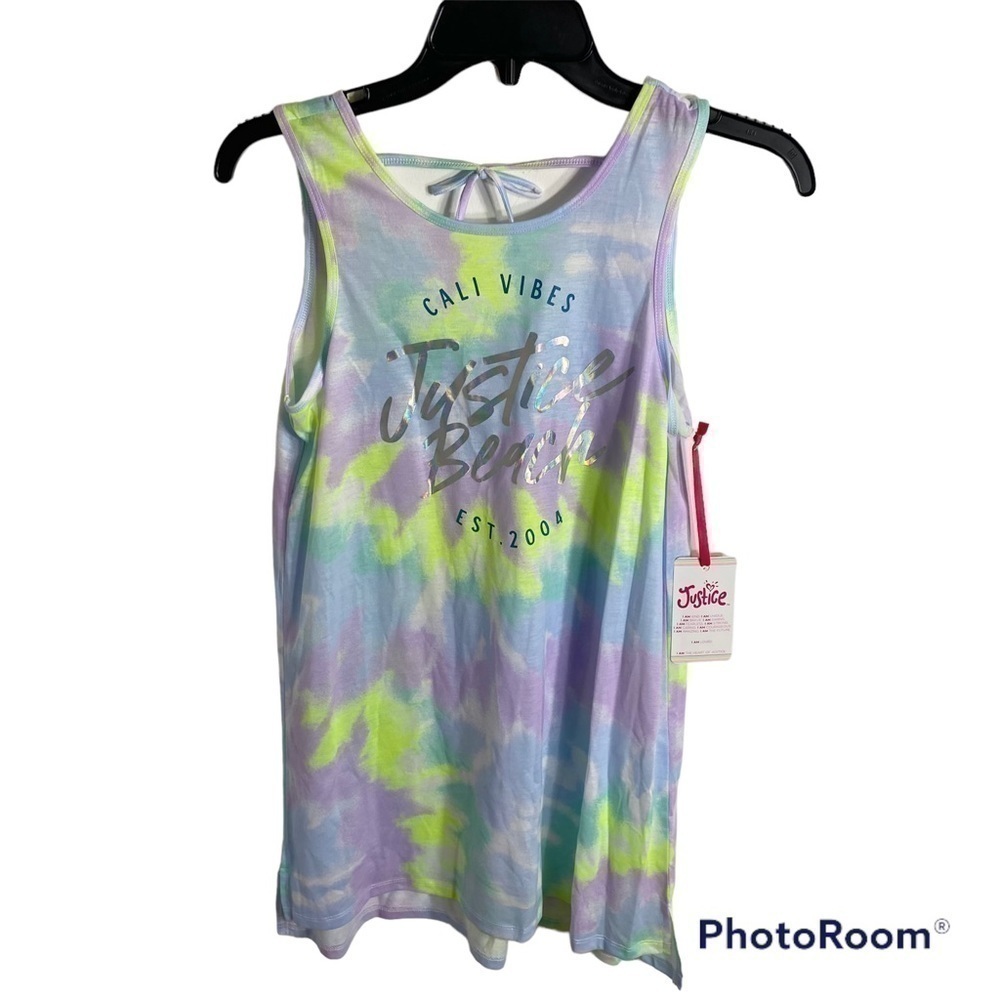 Justice Beach Swim Cover Up NWT Tie Dye Large Blue Purple Green